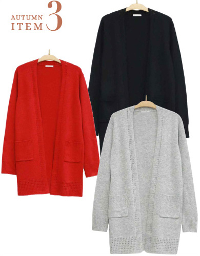 ITEM3 長袖ロングニットカーディガン