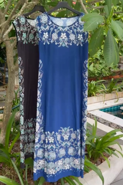 フレンチスリーブロングワンピース