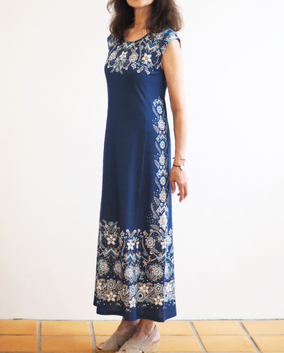 フレンチスリーブロングワンピース