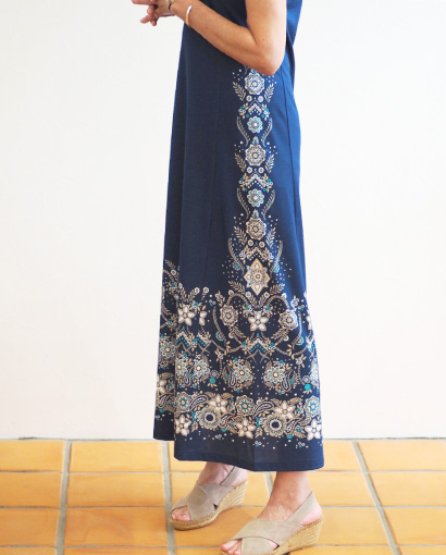 フレンチスリーブロングワンピース