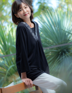 刺しゅう7分袖チュニック