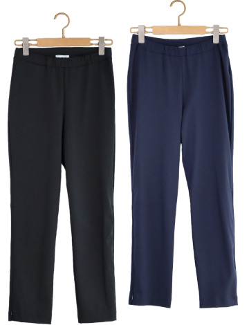 両裾ファスナー9分丈テーパードパンツ