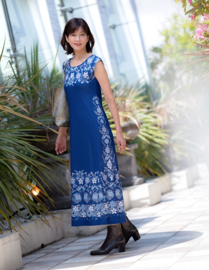 フレンチスリーブロングワンピース