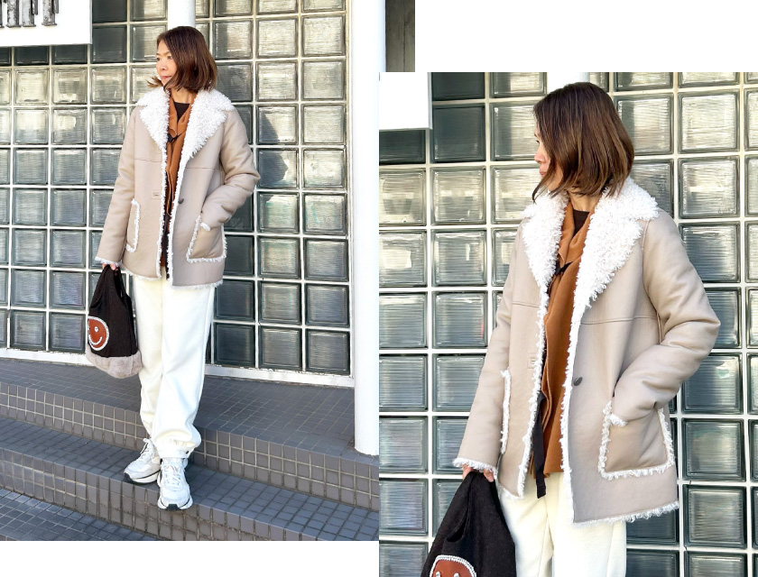 ムートンコート ベージュ