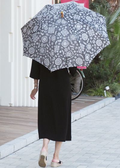 オリジナル⻑傘×刺しゅう⼊7分袖ワンピース