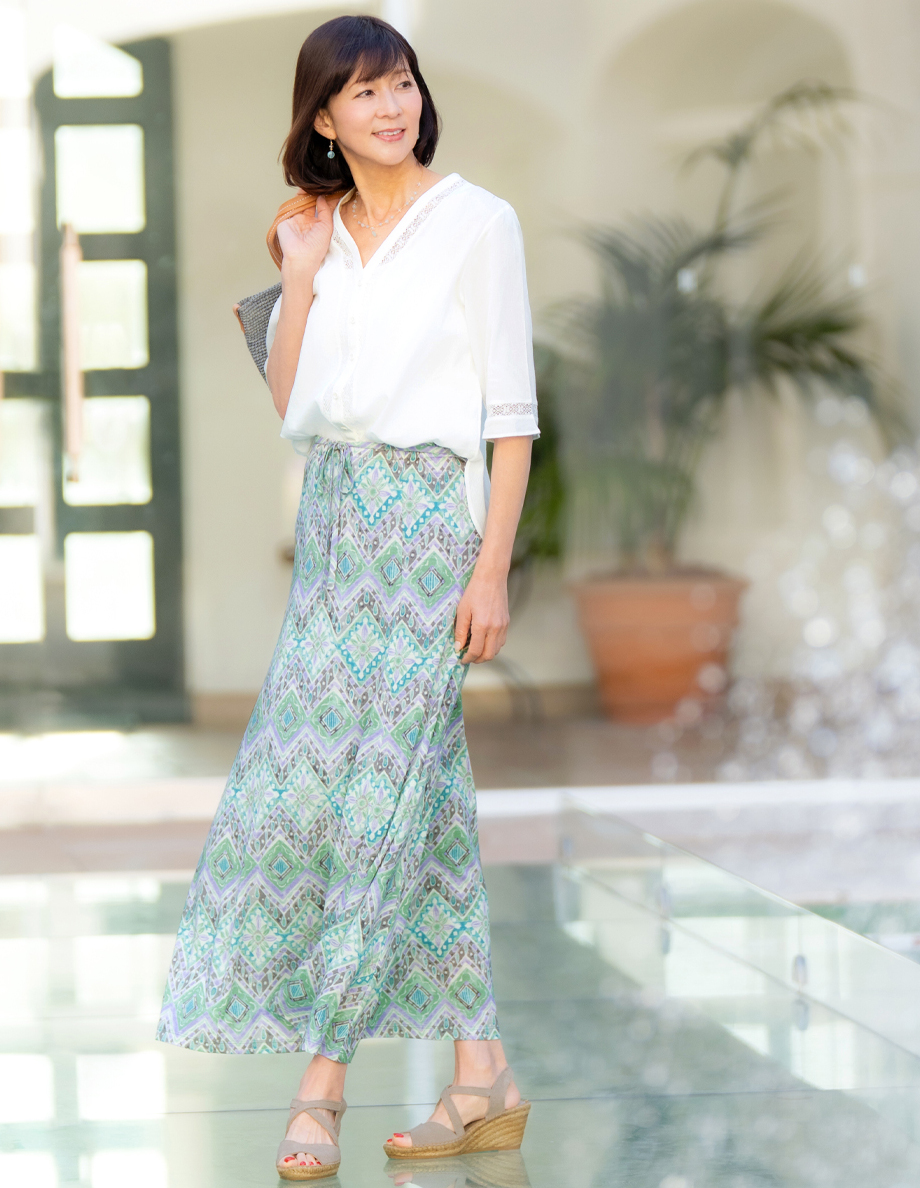 レース付6分袖ブラウス