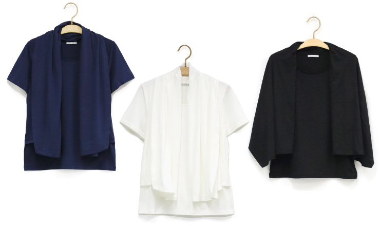 ショール一体型半袖Tシャツ