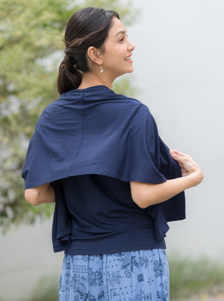 ショール一体型半袖Tシャツ