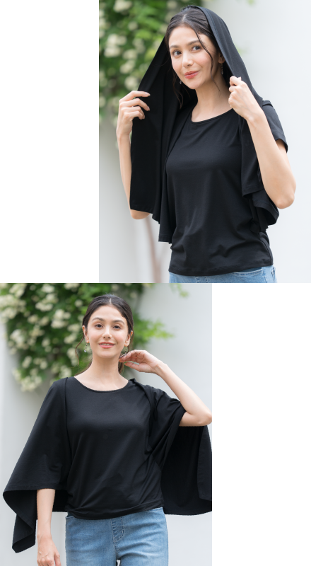 ショール一体型半袖Tシャツ