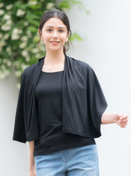 ショール一体型半袖Tシャツ