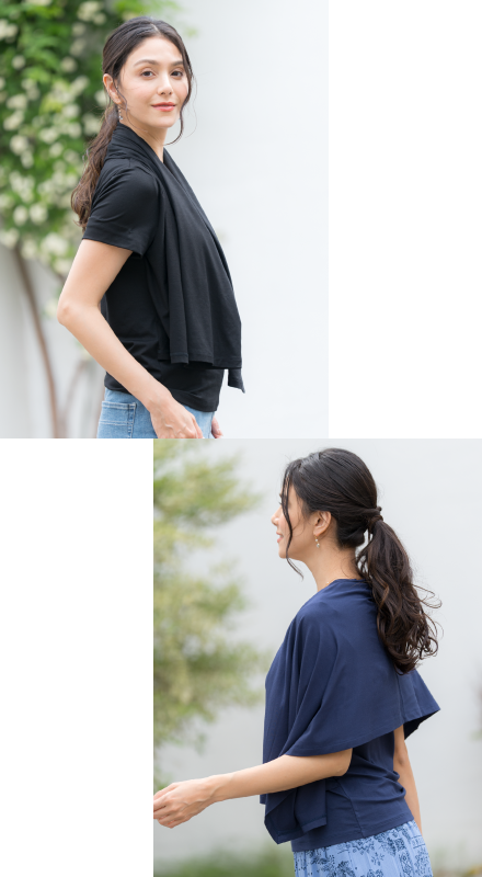ショール一体型半袖Tシャツ