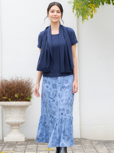 ショール一体型半袖Tシャツ