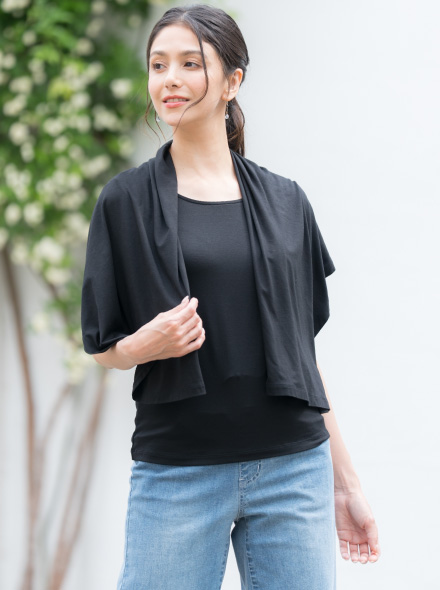 ショール一体型半袖Tシャツ