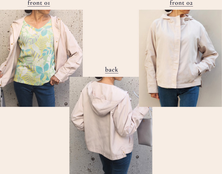 フード付長袖ブルゾン front back