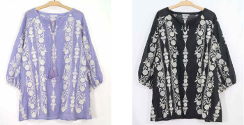 刺しゅう7分袖チュニック