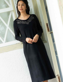 刺しゅう長袖ワンピース