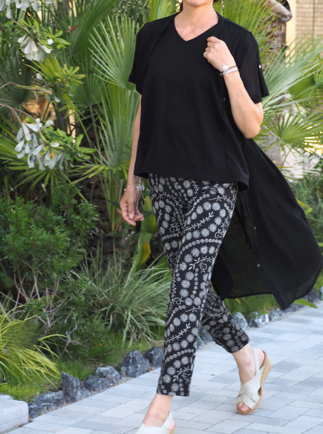 レース柄9分丈パンツ