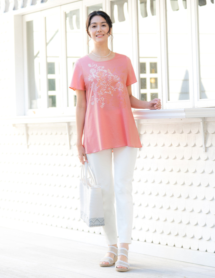 プリント半袖チュニック