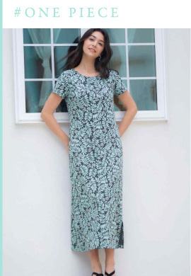 スリット入半袖ロングワンピース