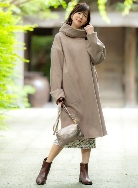 「定番ストレッチベロア/冬花」ノースリーブワンピース¥25,080