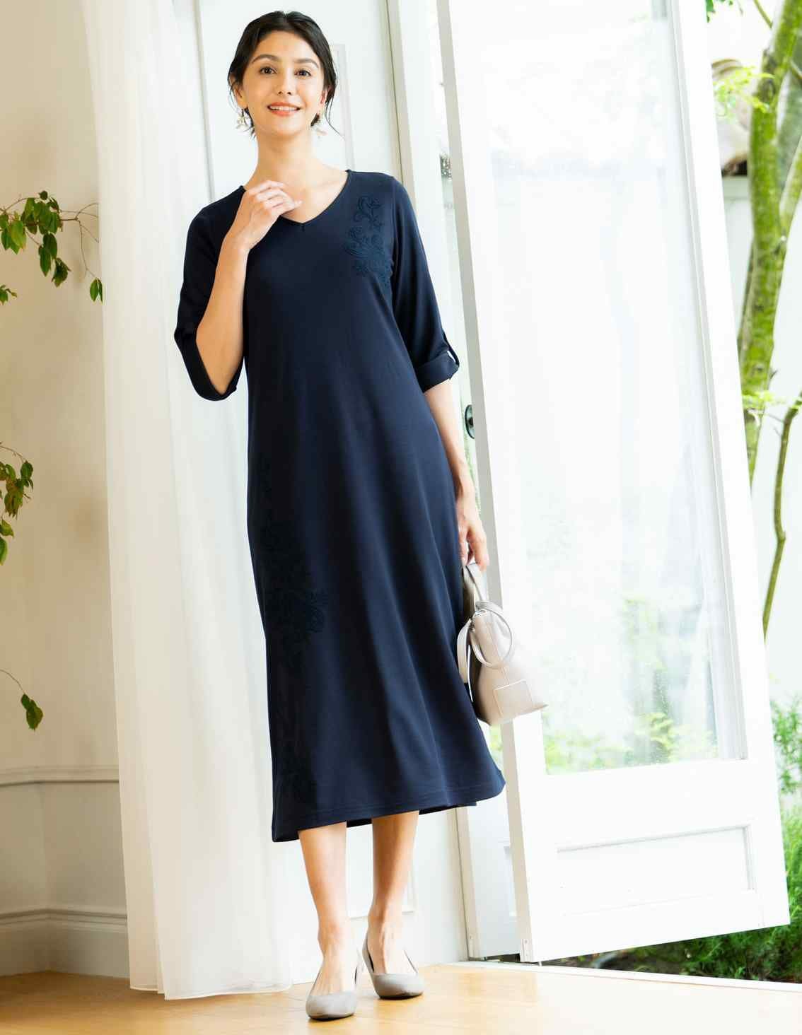 刺しゅう入7分袖ワンピース | 最新夏コレクション | 40代からの