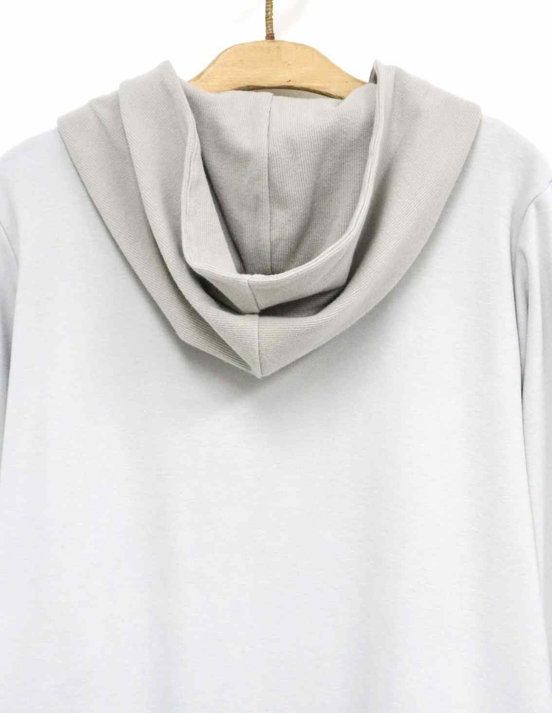 MORABITO フード付きロングカーディガン グレー　リブ袖 リブ イン コンフォート もっちりやさしい着心地の軽くてあたたかな