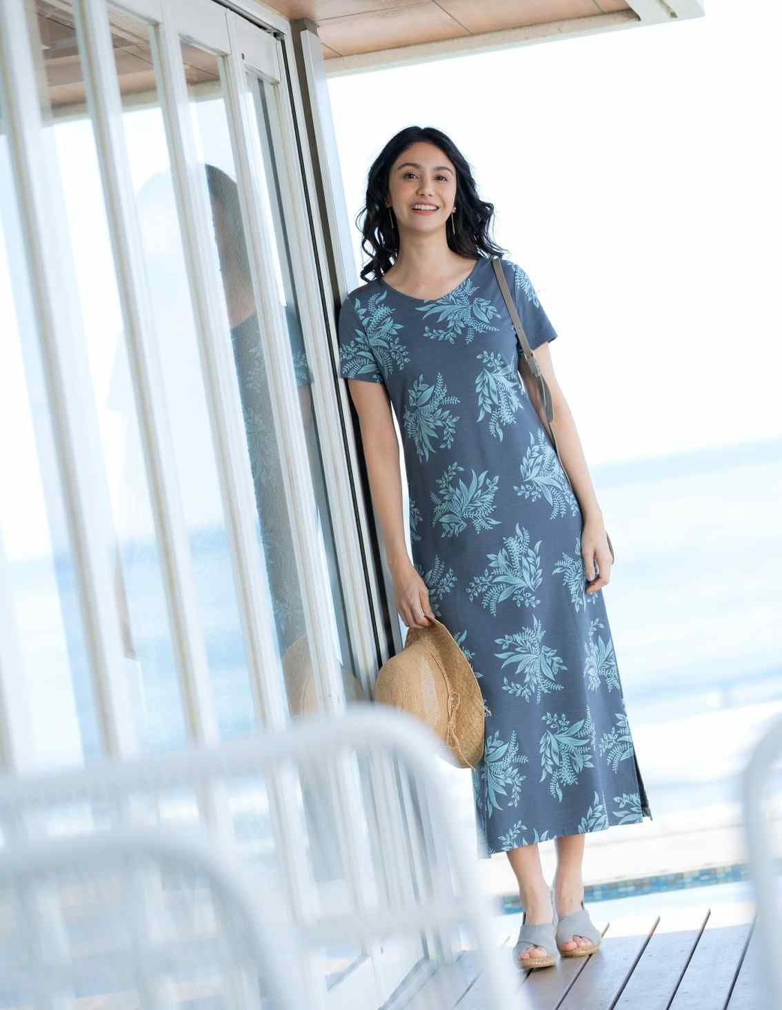 スリット入半袖ロングワンピース | 最新夏コレクション | 40代からの