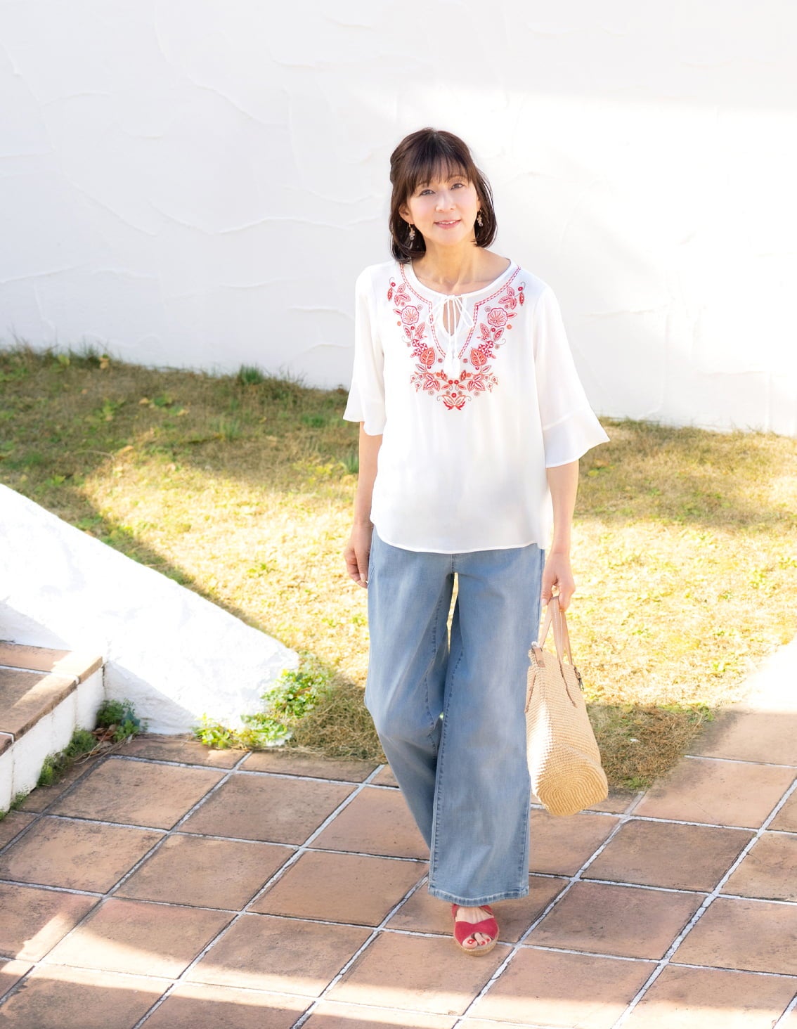 刺しゅう6分袖ブラウス | 最新夏コレクション | 40代からのレディース