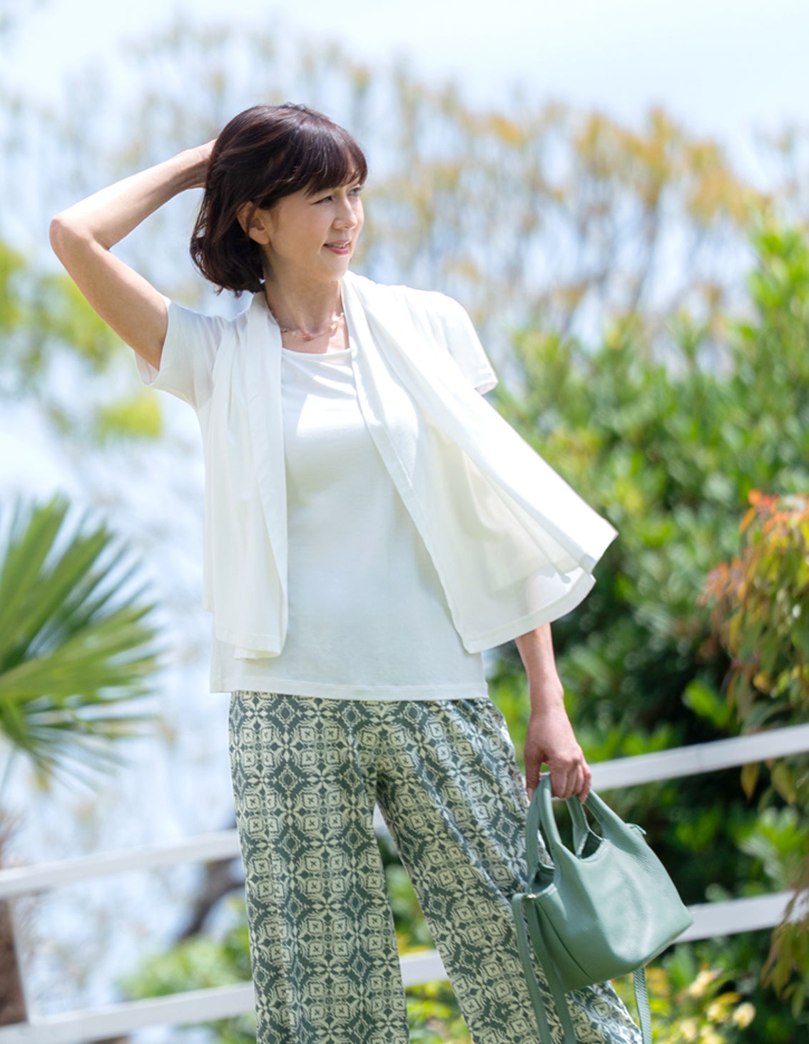 ショール一体型半袖Tシャツ