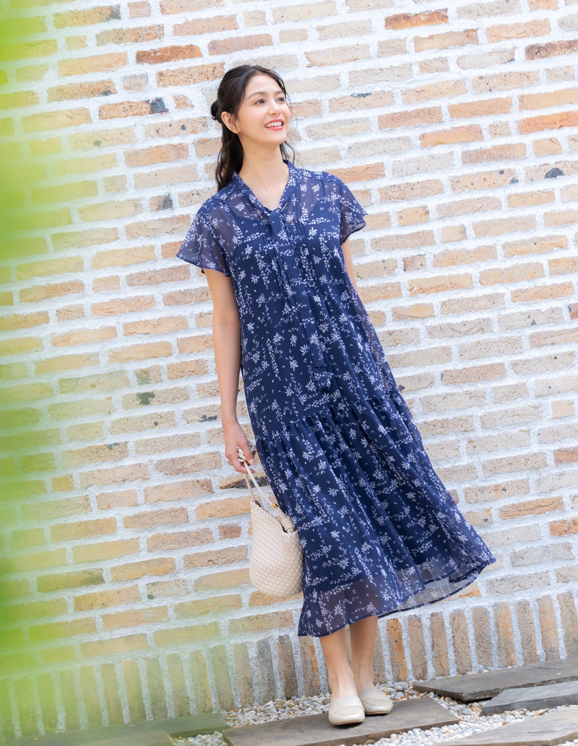 半袖ロングワンピース