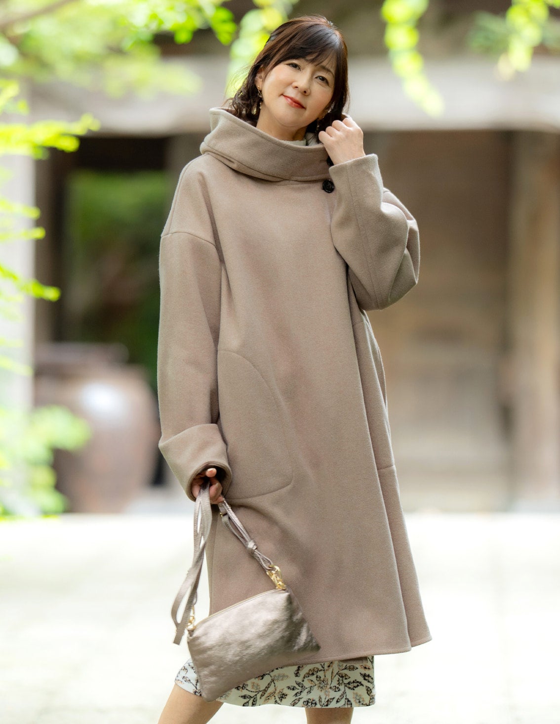 フーデットロングコート¥44,000